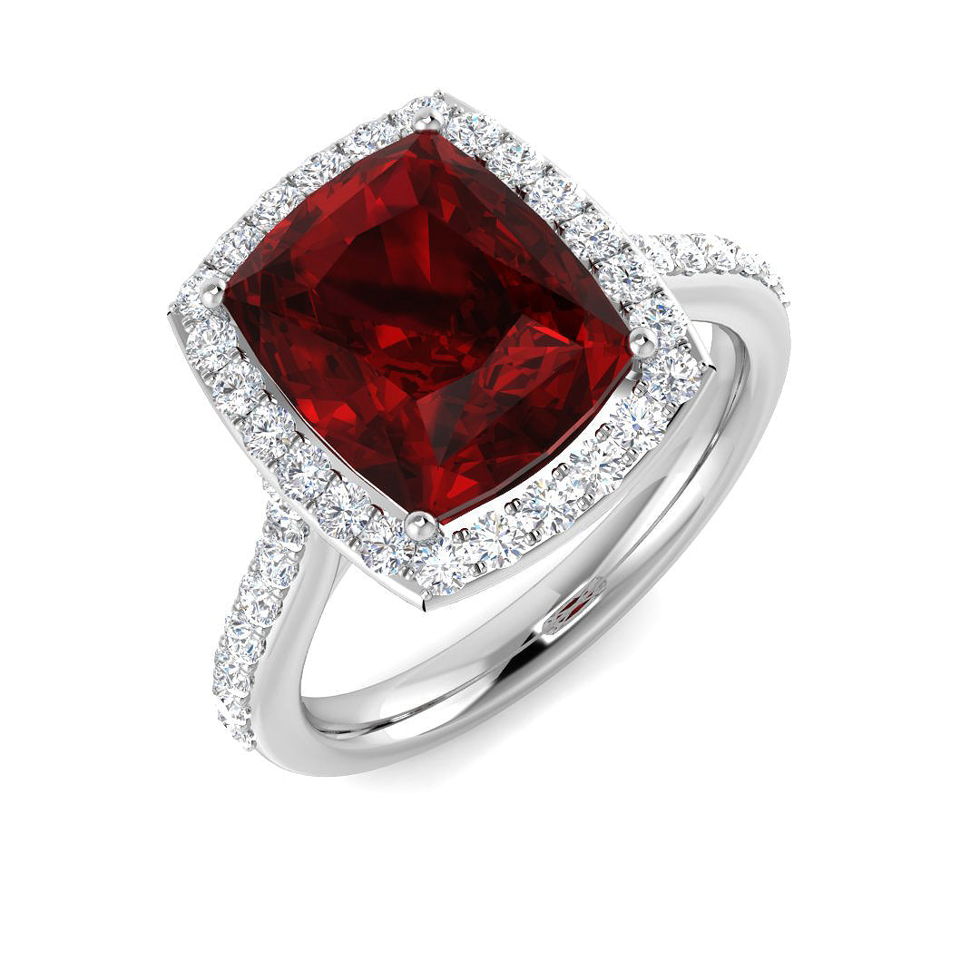 9ct White Gold 4.12ct Laboratory Grown Lab Ruby Ring