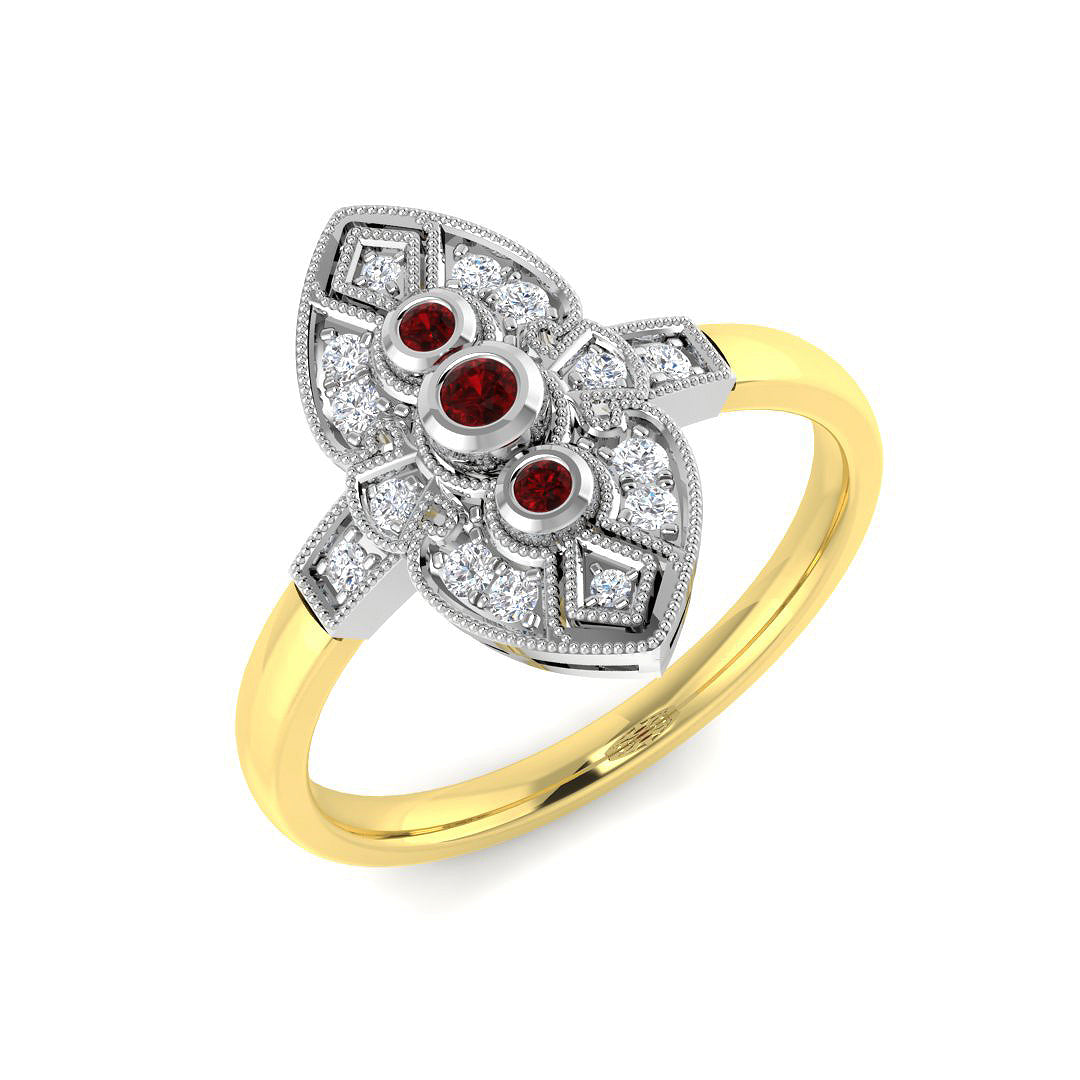 9ct Two-Tone Gold 0.21ct Ruby Ring