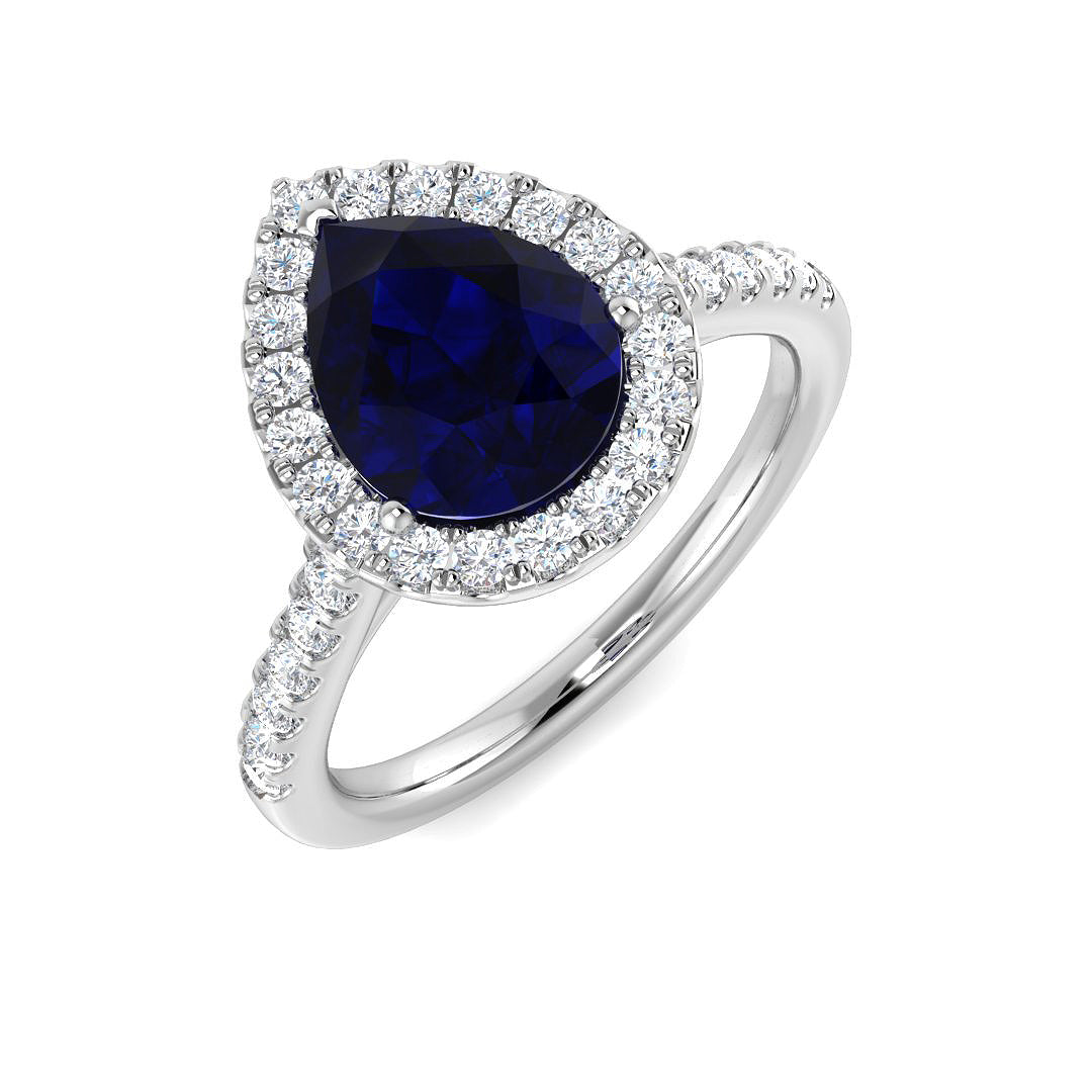 9ct White Gold 2.67ct Laboratory Grown Lab Blue Sapphire Ring