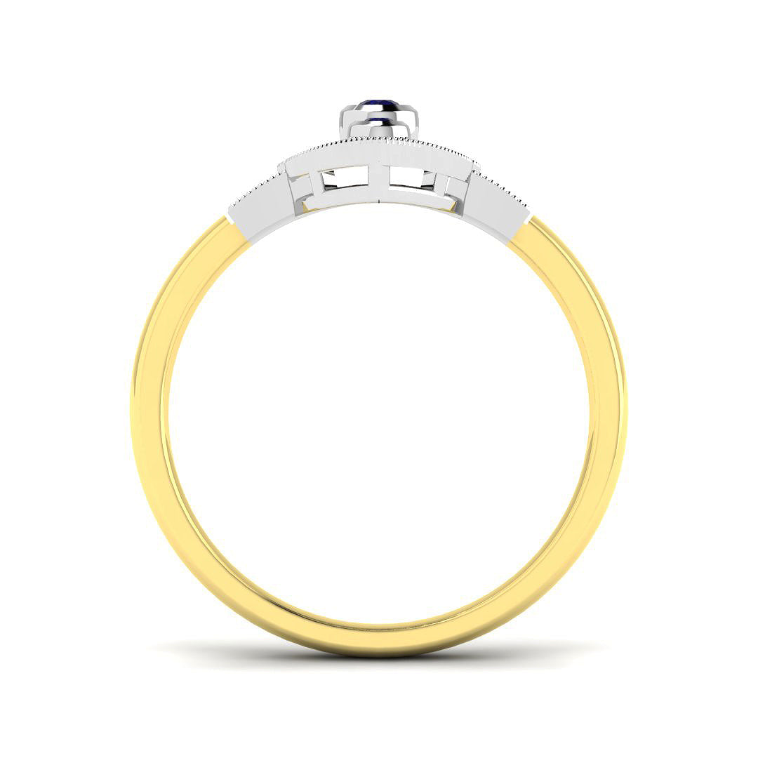 9ct Two-Tone Gold 0.21ct Blue Sapphire Ring