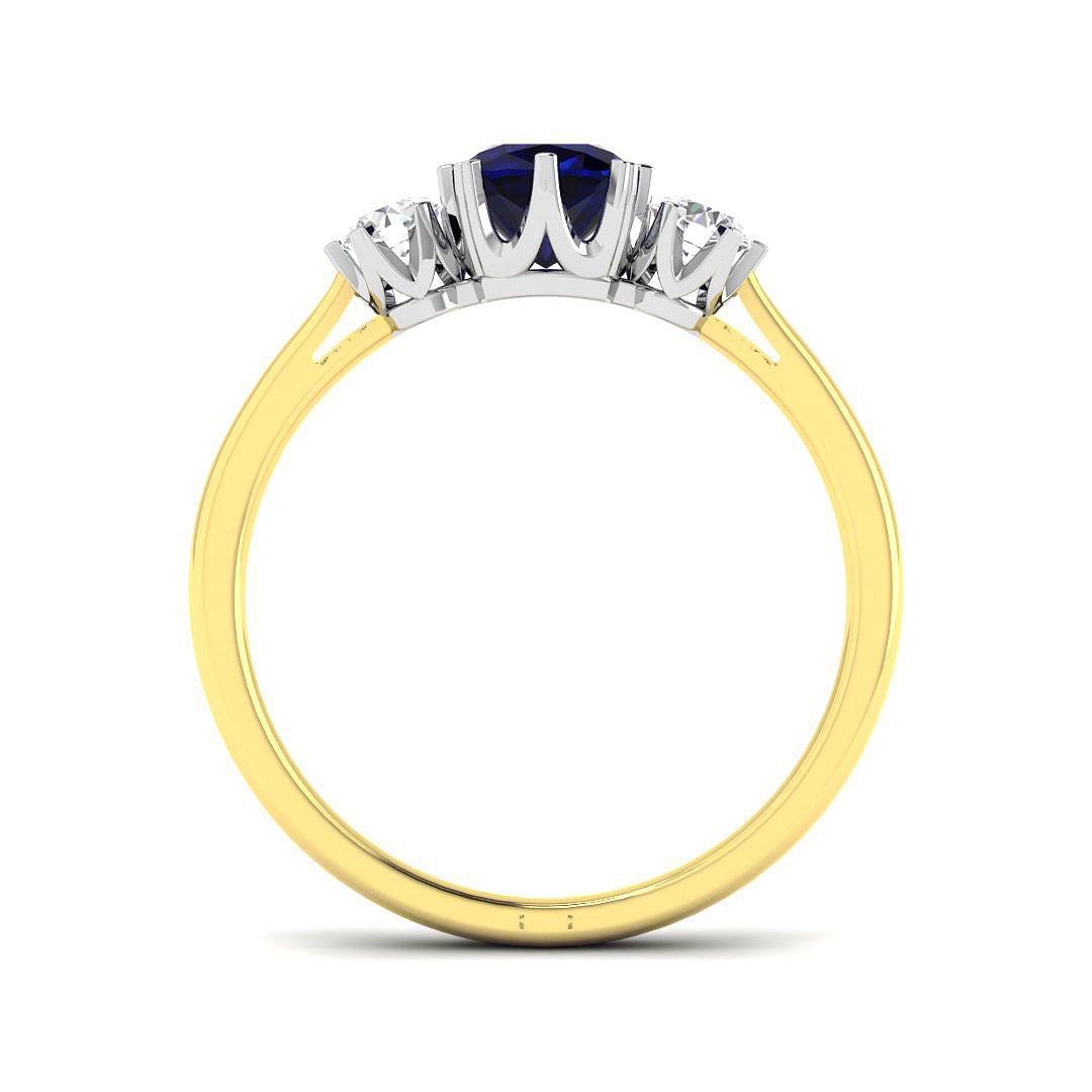 18ct Two-Tone Gold 0.97ct Blue Sapphire Ring