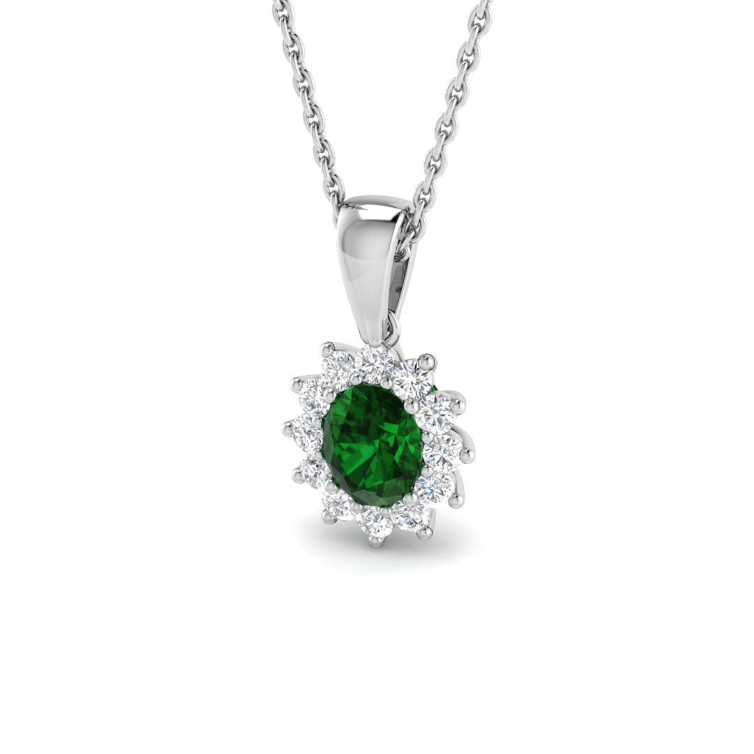 9ct White Gold 0.67ct Emerald Pendant