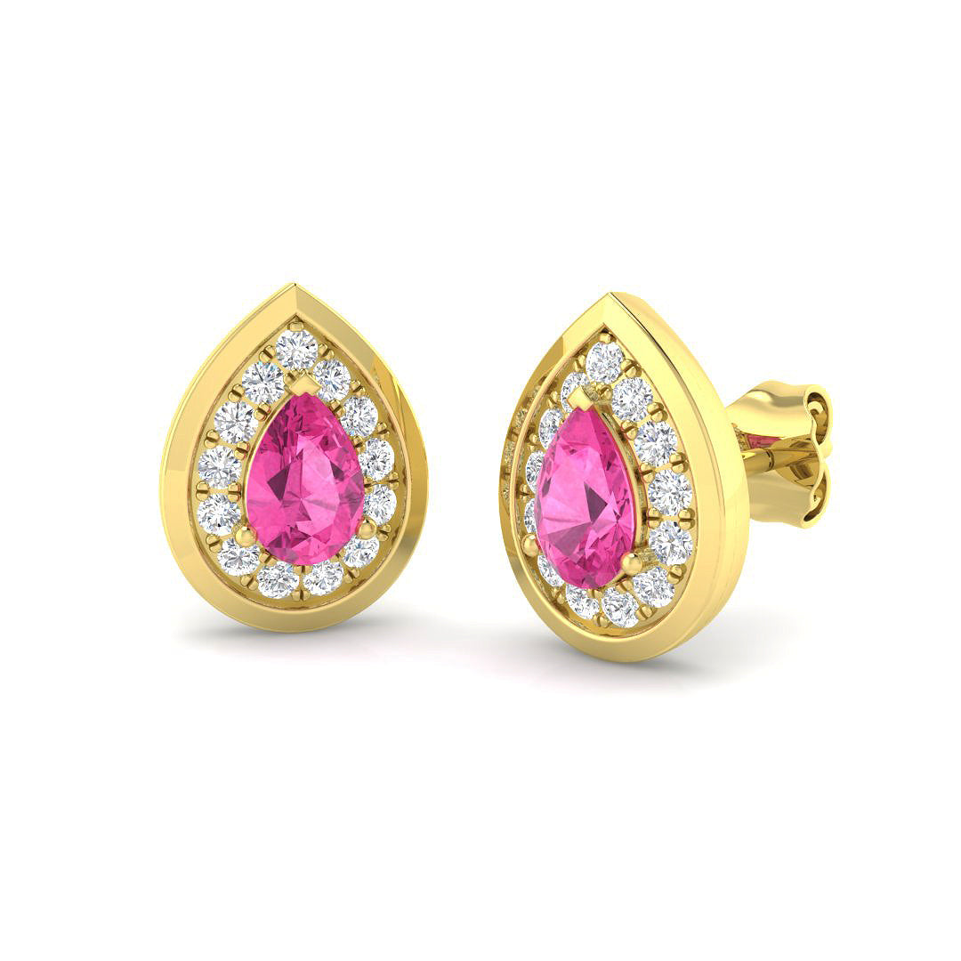 9ct Yellow Gold 1.39ct Pink Sapphire Earrings