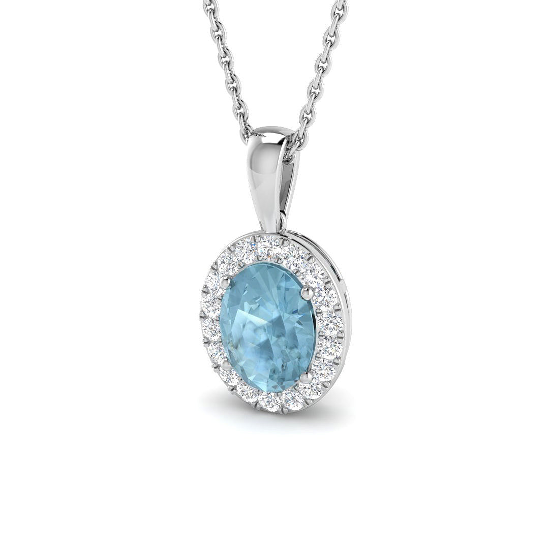 9ct White Gold 1.21ct Aquamarine Pendant