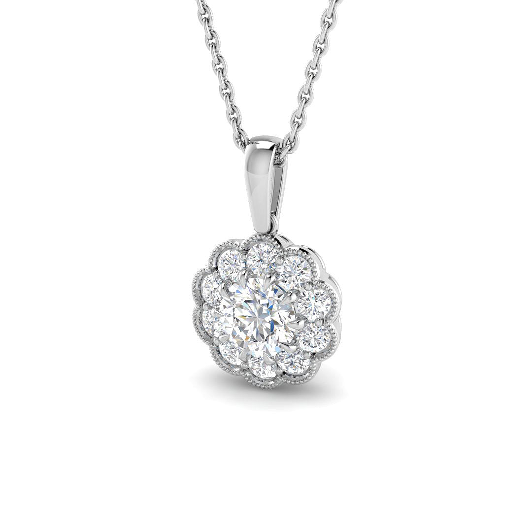 9ct White Gold 0.79ct Laboratory Grown CVD Pendant