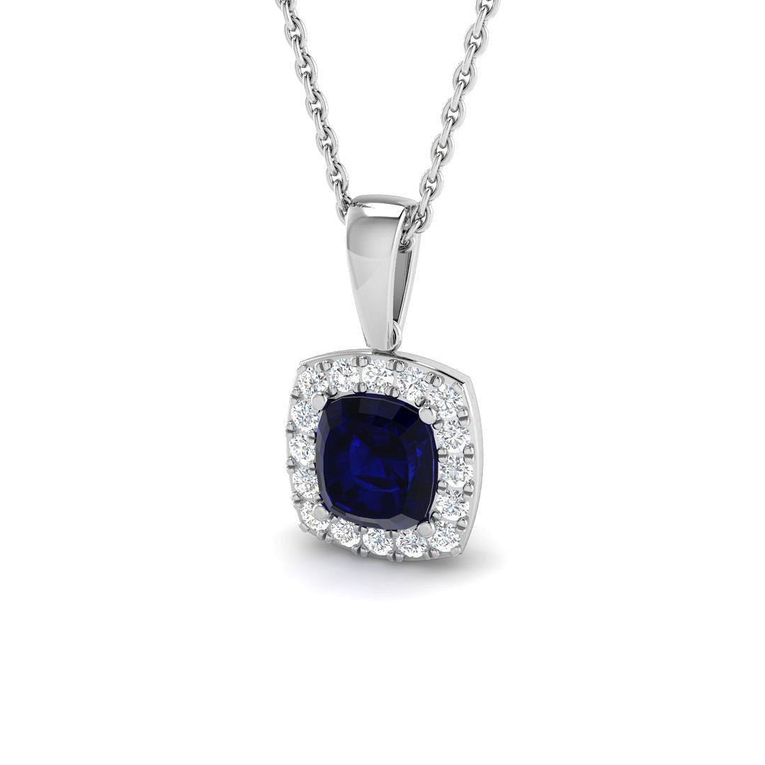 9ct White Gold 1.21ct Blue Sapphire Pendant