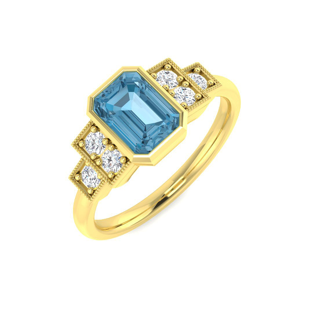 9ct Yellow Gold 1.36ct Sky Blue Topaz Ring