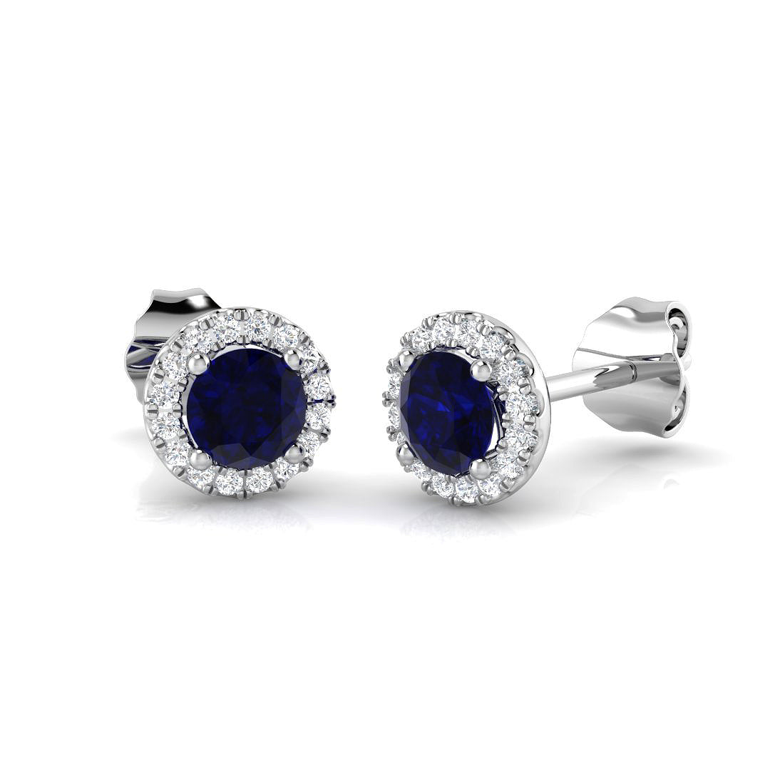 9ct White Gold 0.76ct Blue Sapphire Earrings