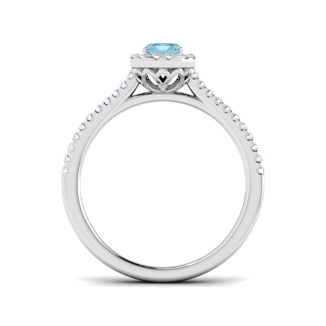9ct White Gold 0.63ct Aquamarine Ring