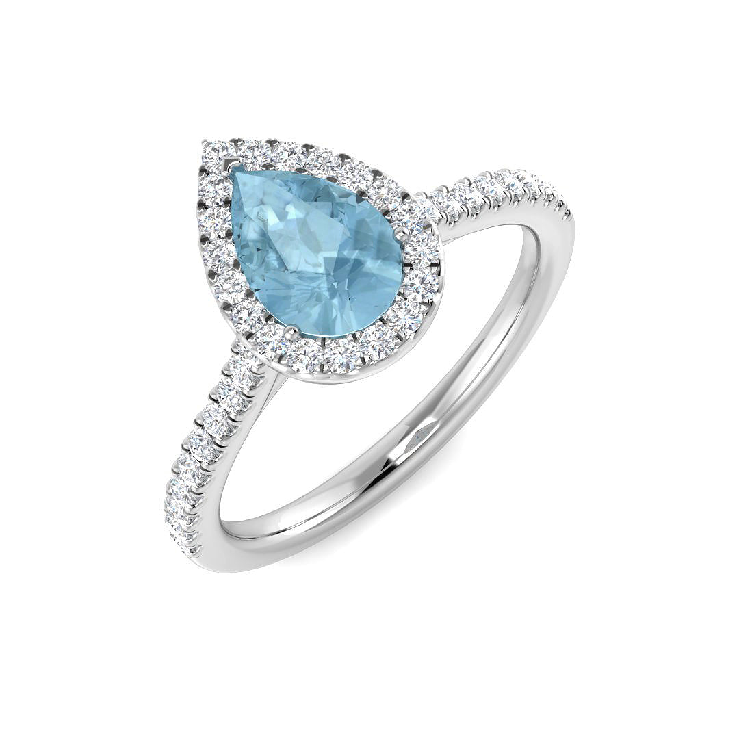 9ct White Gold 0.90ct Aquamarine Ring