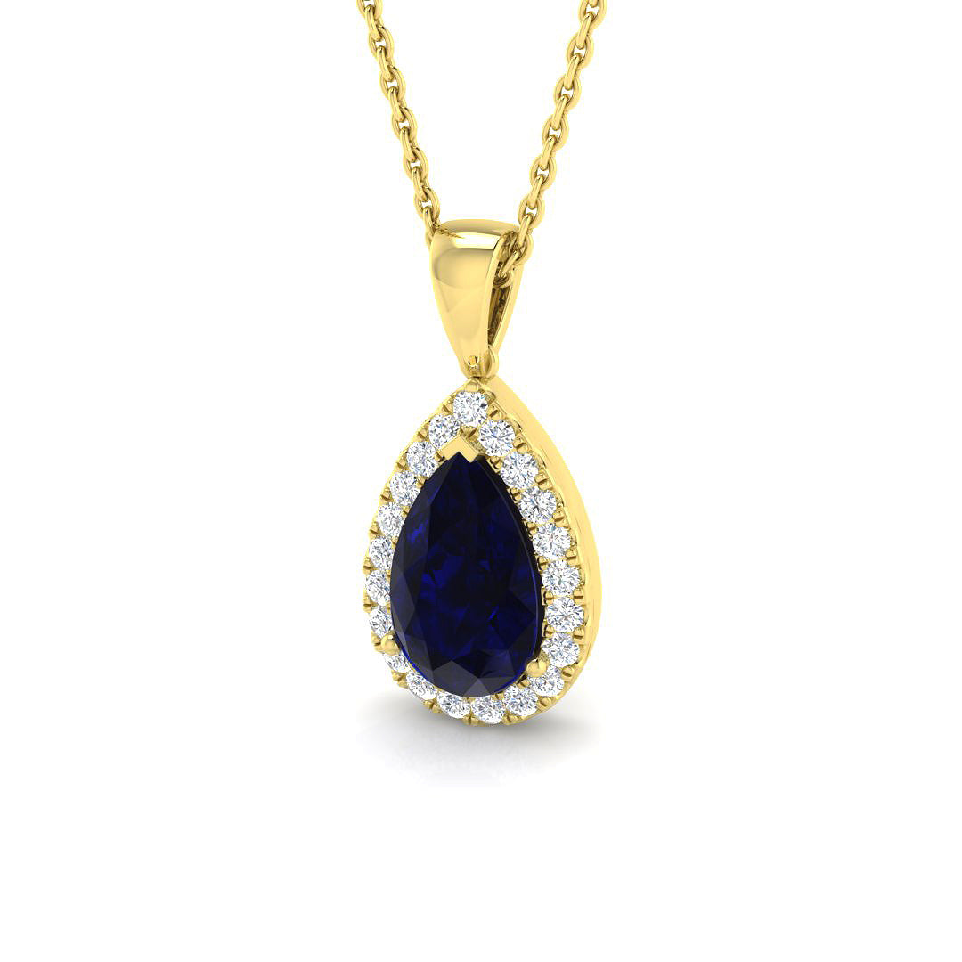 9ct Yellow Gold 1.87ct Blue Sapphire Pendant