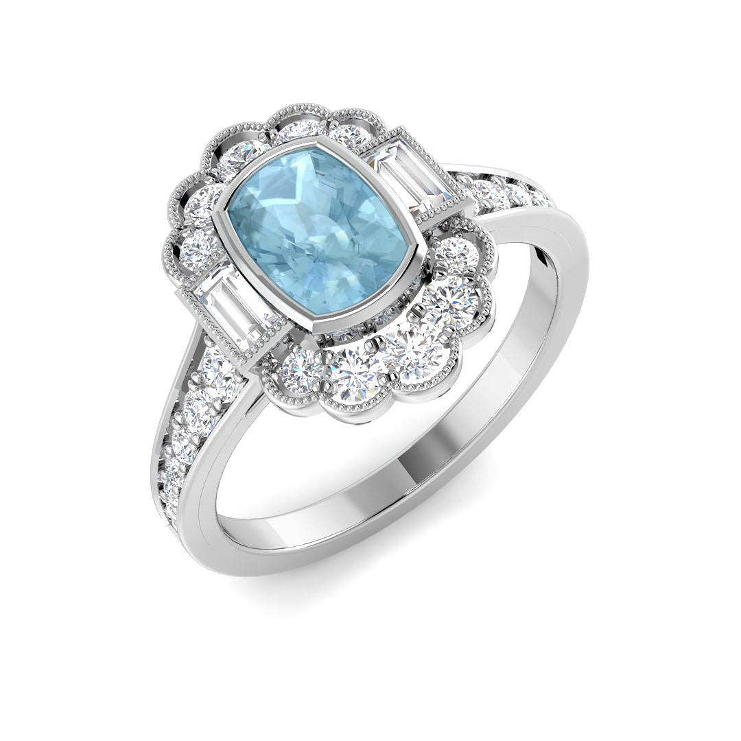 9ct White Gold 1.26ct Aquamarine Ring