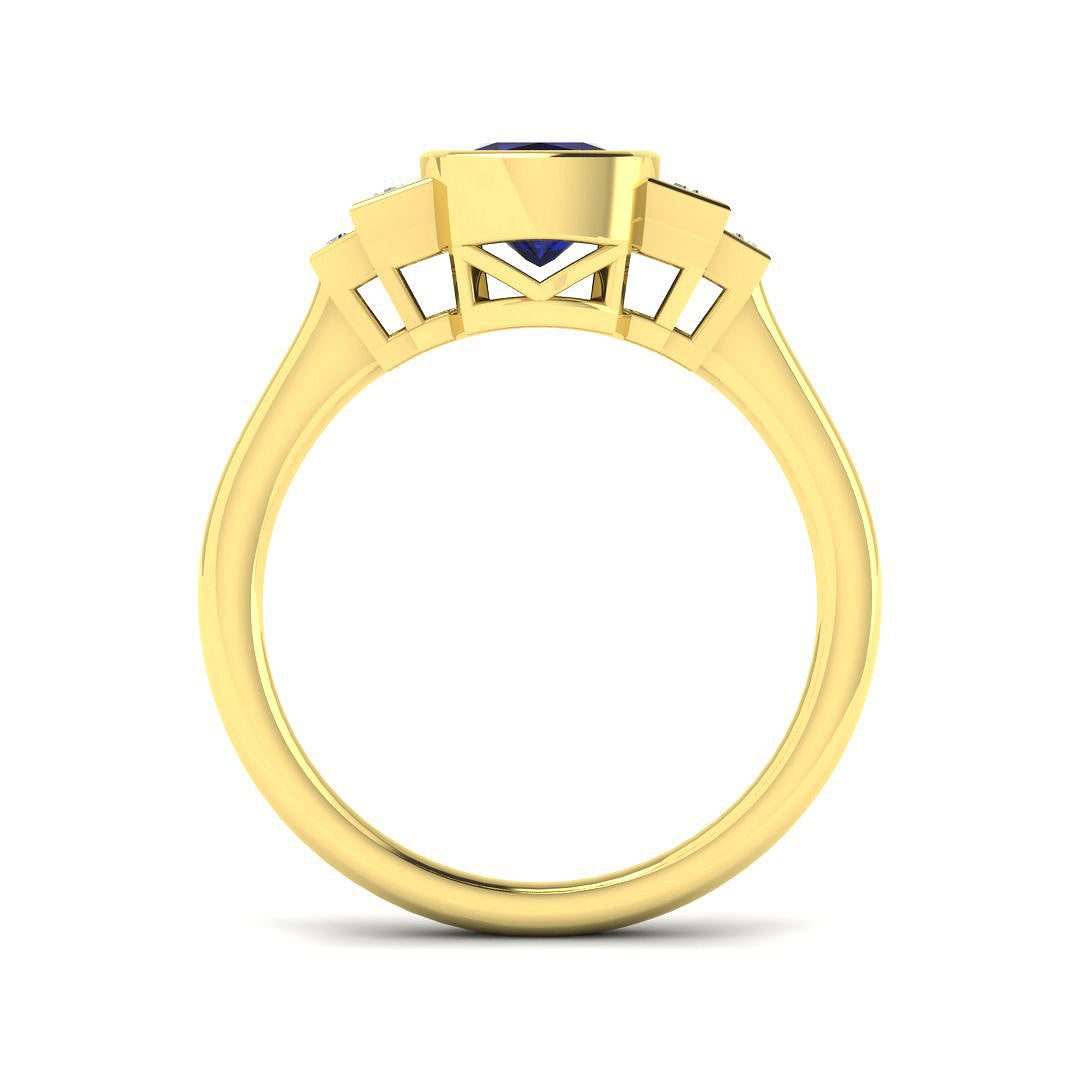 9ct Yellow Gold 1.30ct Blue Sapphire Ring
