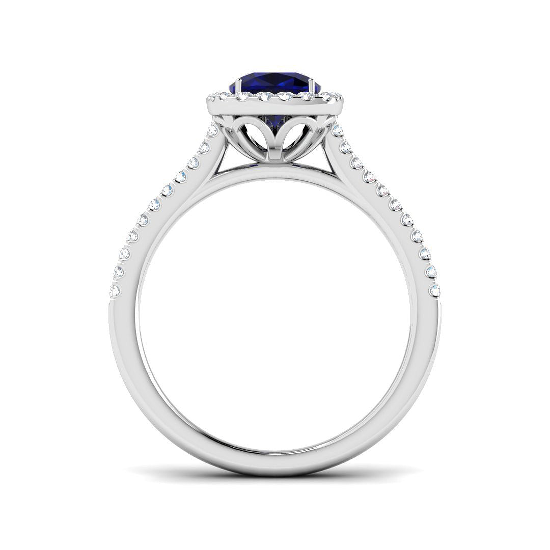 Platinum 1.72ct Blue Sapphire Ring