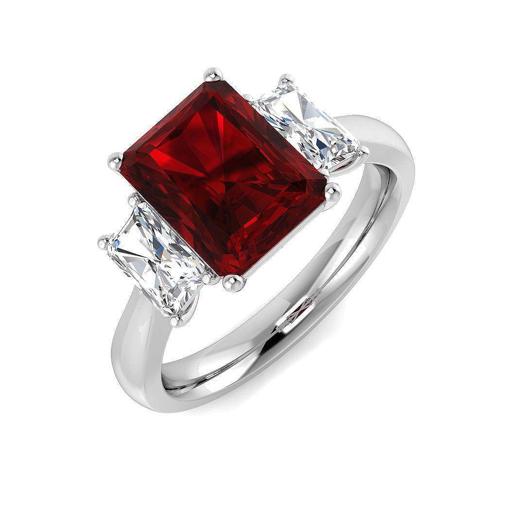 Platinum 4.08ct Laboratory Grown Lab Ruby Ring