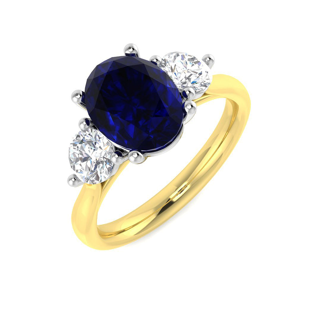 18ct Two-Tone Gold 3.93ct Blue Sapphire Ring