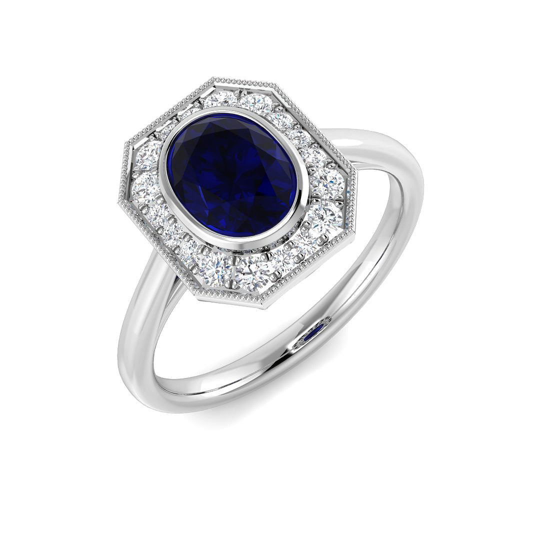 9ct White Gold 1.66ct Blue Sapphire Ring
