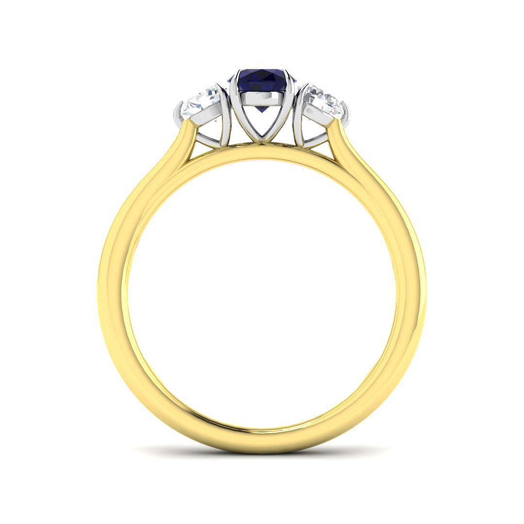 9ct Two-Tone Gold 1.10ct Blue Sapphire Ring