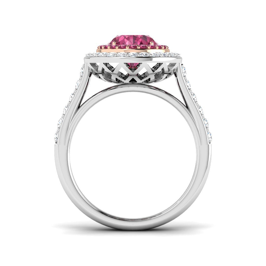 Two-Tone Gold 2.65ct Pink Tourmaline Ring