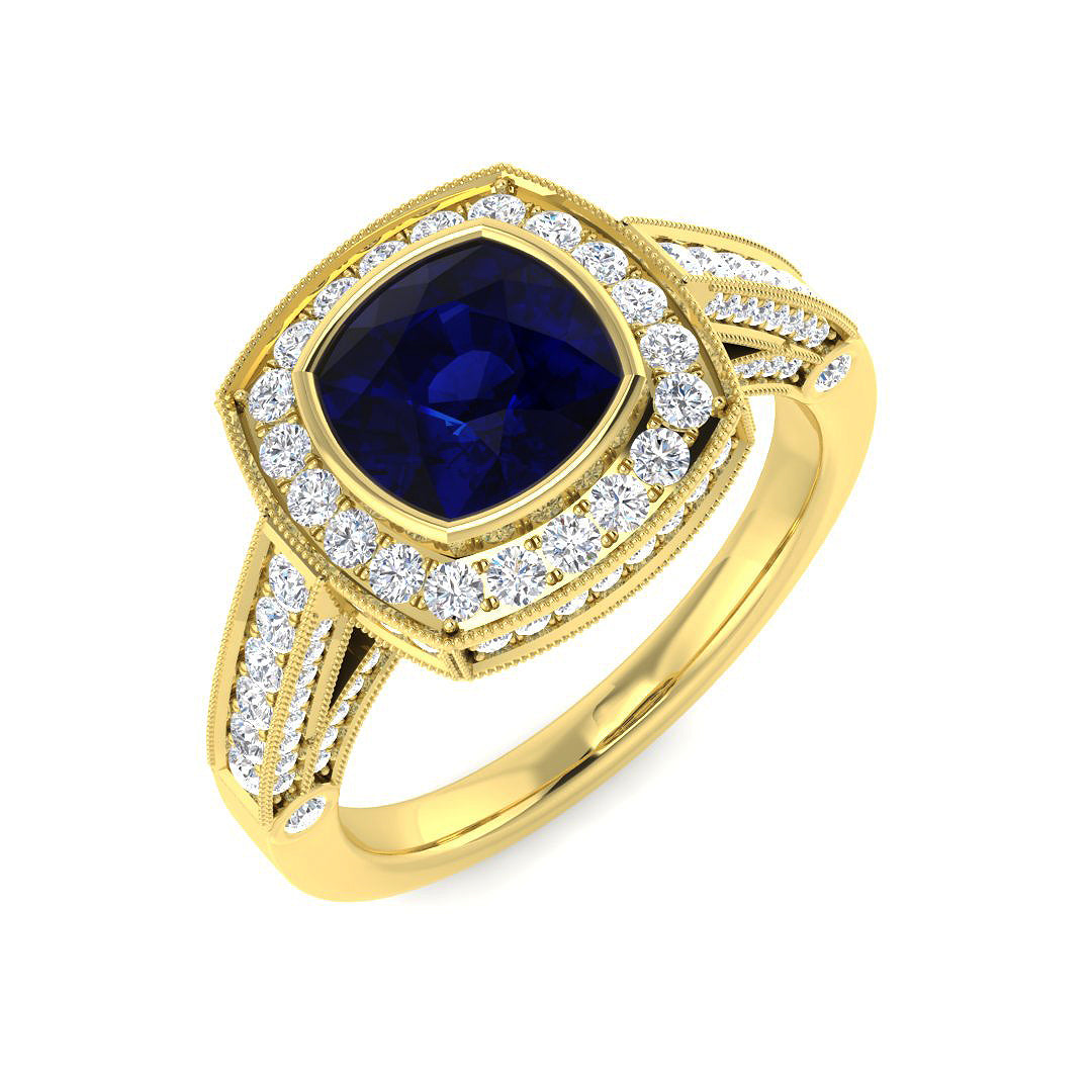 18ct Yellow Gold 2.49ct Blue Sapphire Ring