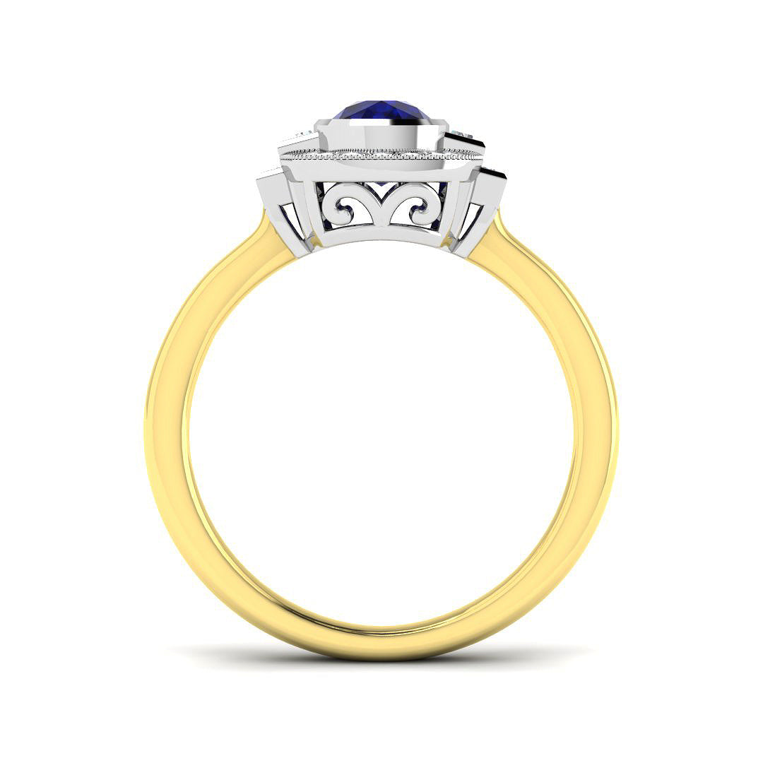 9ct Two-Tone Gold 1.40ct Blue Sapphire Ring