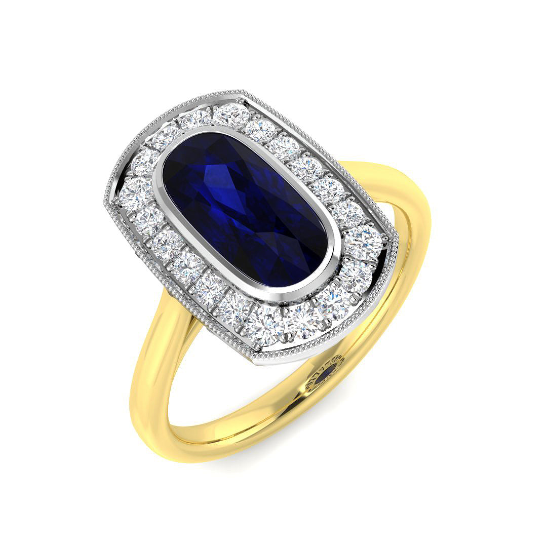 9ct Two-Tone Gold 2.12ct Blue Sapphire Ring