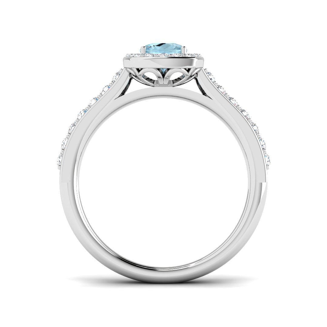 9ct White Gold 0.96ct Aquamarine Ring