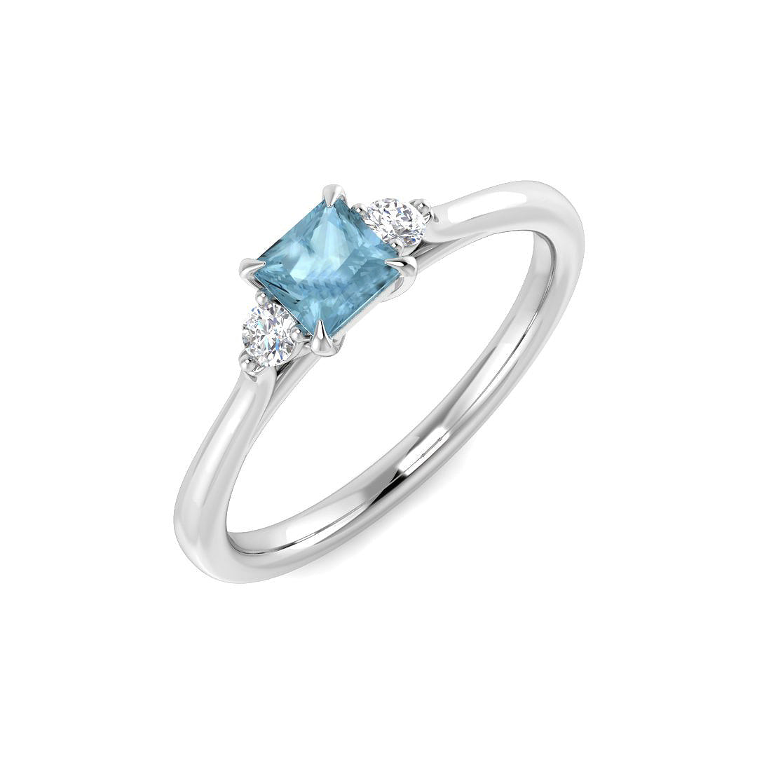 9ct White Gold 0.32ct Aquamarine Ring
