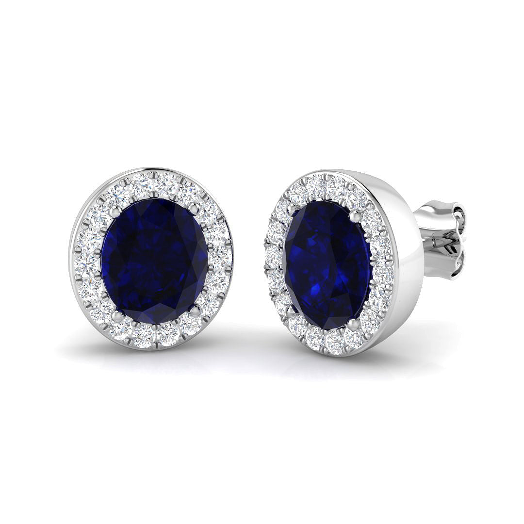 9ct White Gold 3.52ct Blue Sapphire Earrings