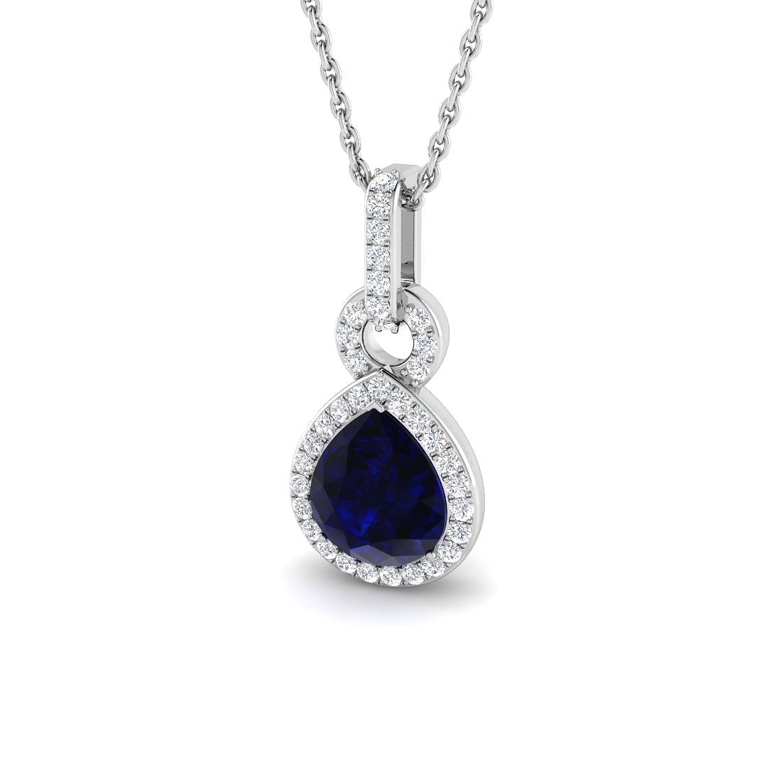 9ct White Gold 1.48ct Blue Sapphire Pendant