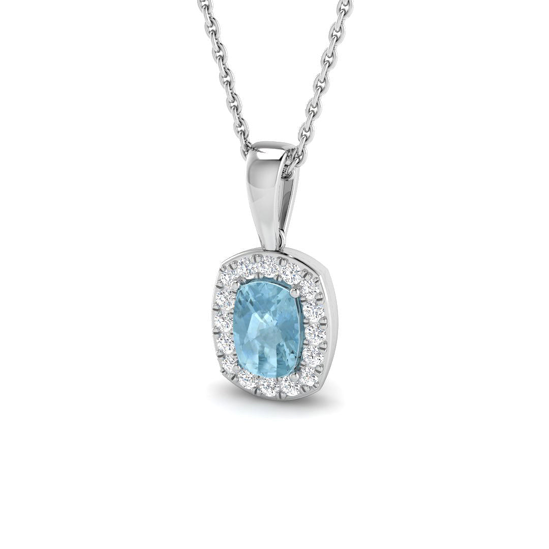 9ct White Gold 0.69ct Aquamarine Pendant