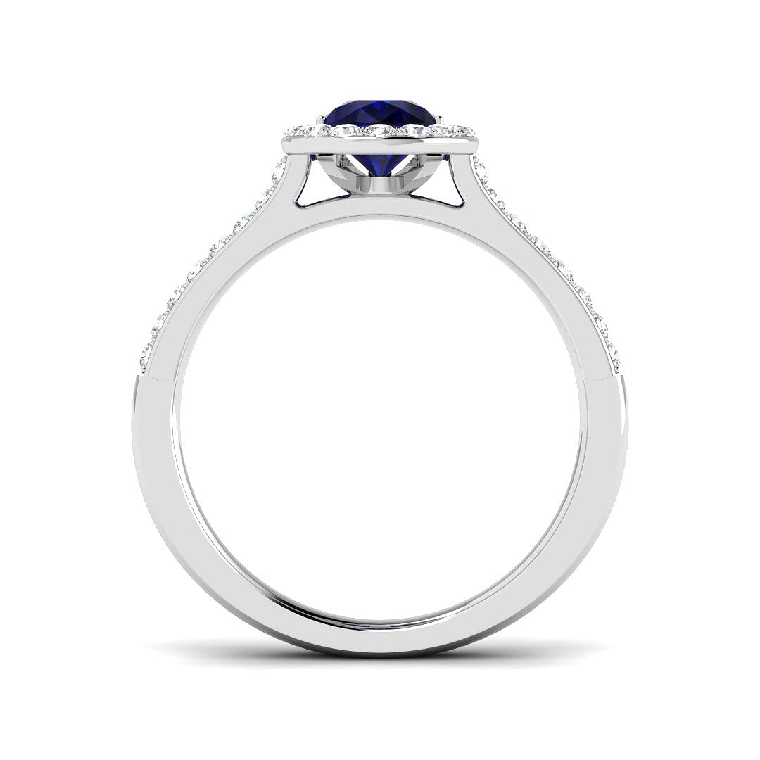 9ct White Gold 1.12ct Blue Sapphire Ring