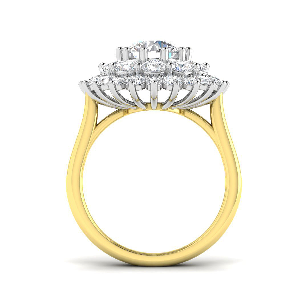 9ct Two-Tone Gold 3.34ct E VS2 Laboratory Grown CVD Ring