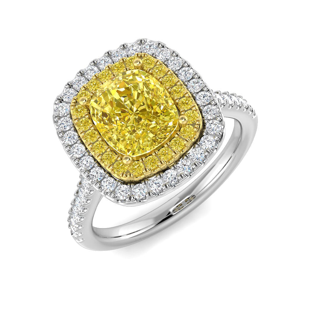 Two-Tone Gold 2.52ct Yellow Diamond Ring