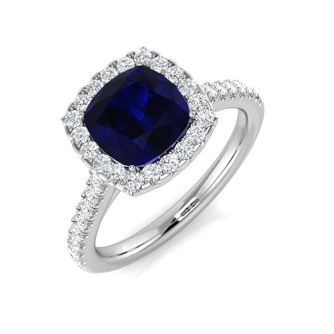 Platinum 2.17ct Blue Sapphire Ring