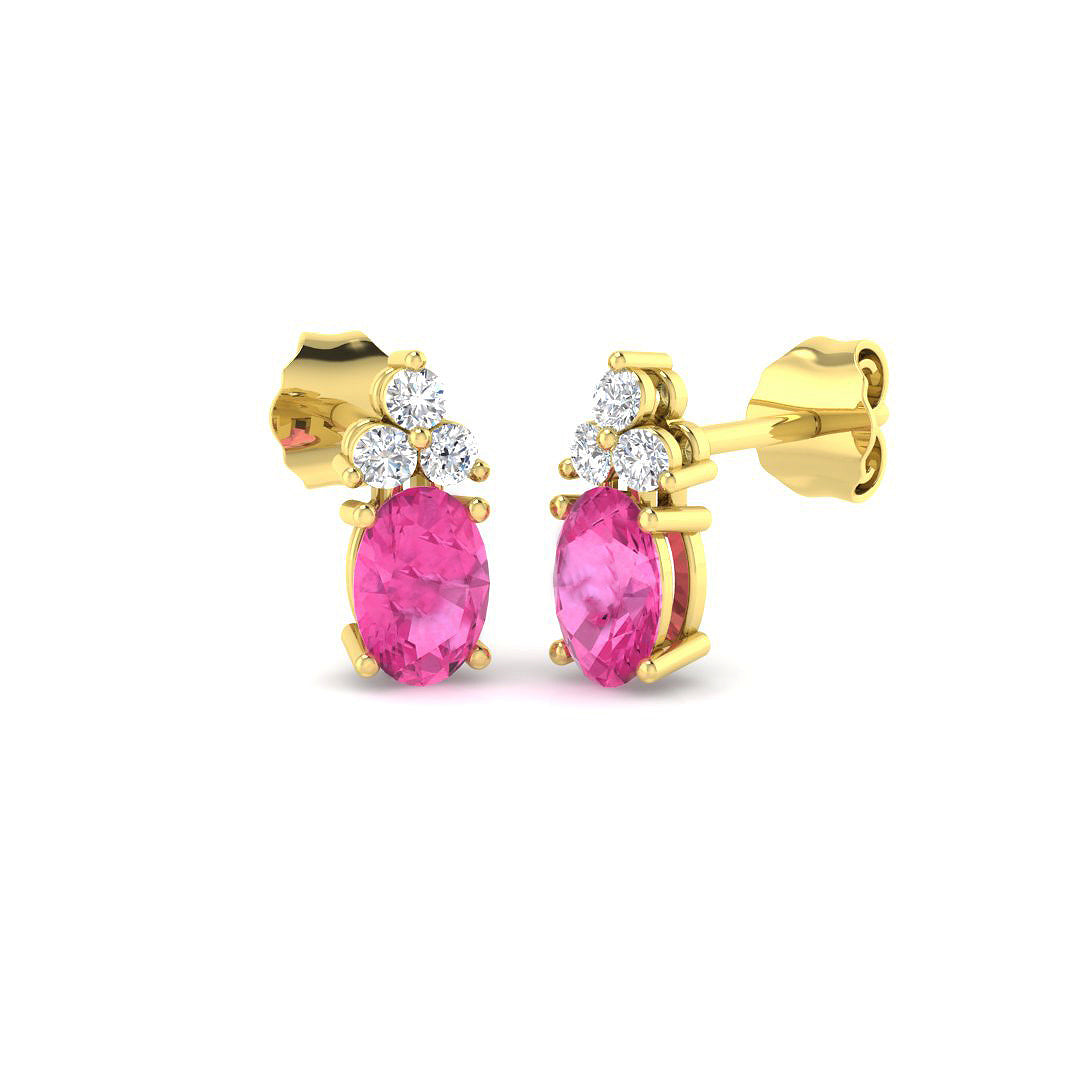 9ct Yellow Gold 1.05ct Pink Sapphire Earrings