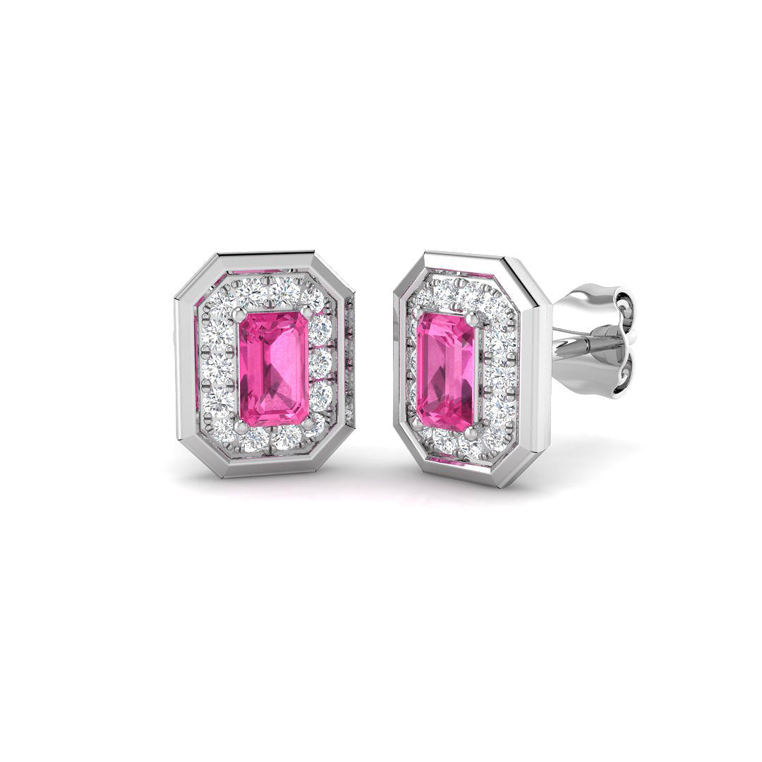 9ct White Gold 0.81ct Pink Sapphire Earrings