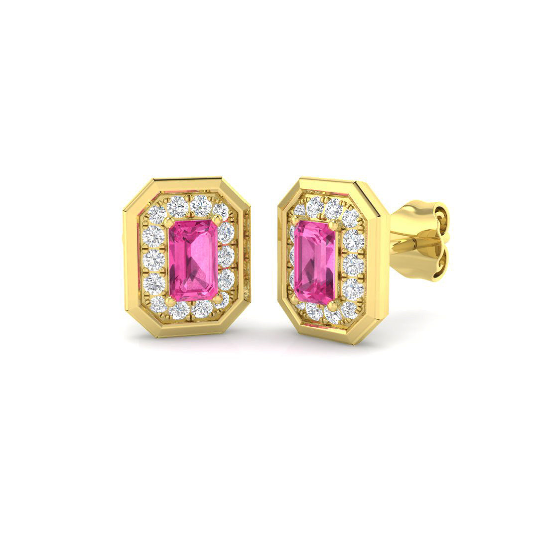 9ct Yellow Gold 0.81ct Pink Sapphire Earrings