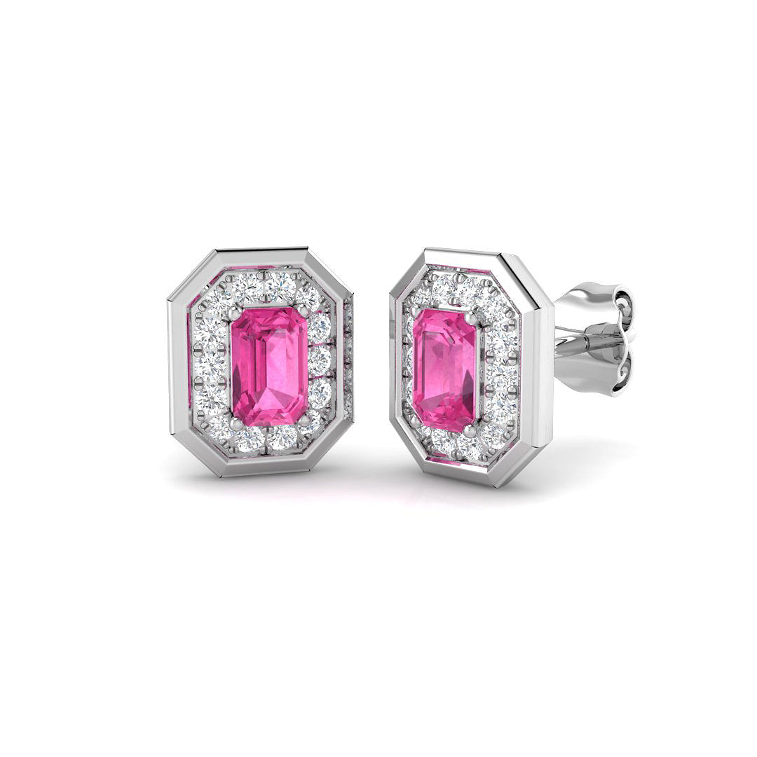 9ct White Gold 1.00ct Pink Sapphire Earrings