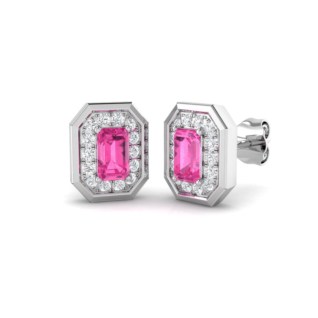 9ct White Gold 0.91ct Pink Sapphire Earrings