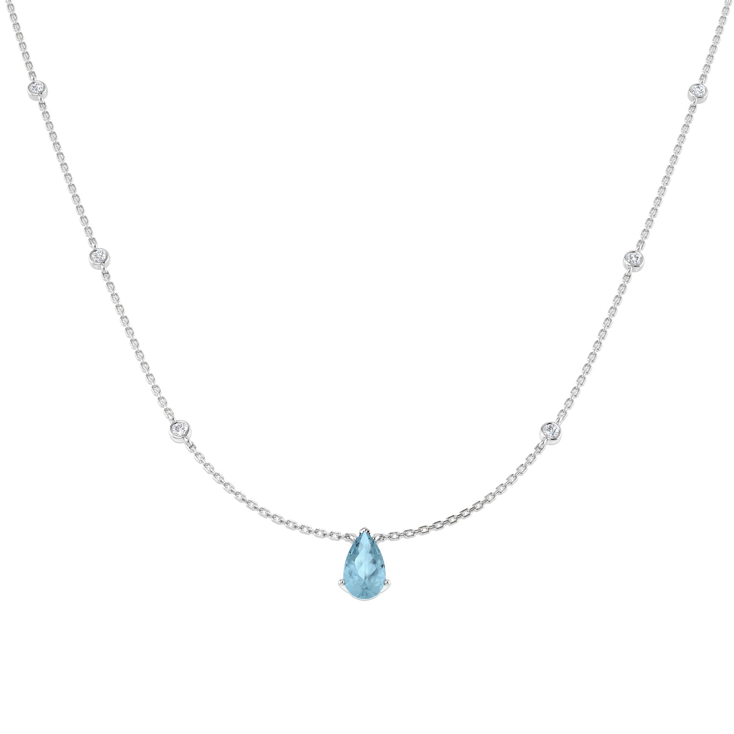 9ct White Gold 1.24ct Aquamarine Necklace