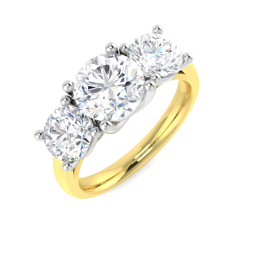 9ct Two-Tone Gold 2.98ct D VS2 Laboratory Grown CVD Ring