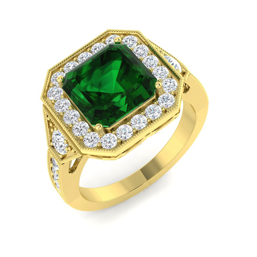 18ct Yellow Gold 3.83ct Emerald Ring