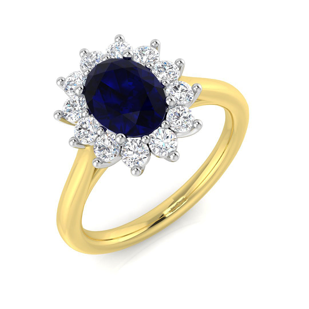 18ct Two-Tone Gold 1.58ct Blue Sapphire Ring