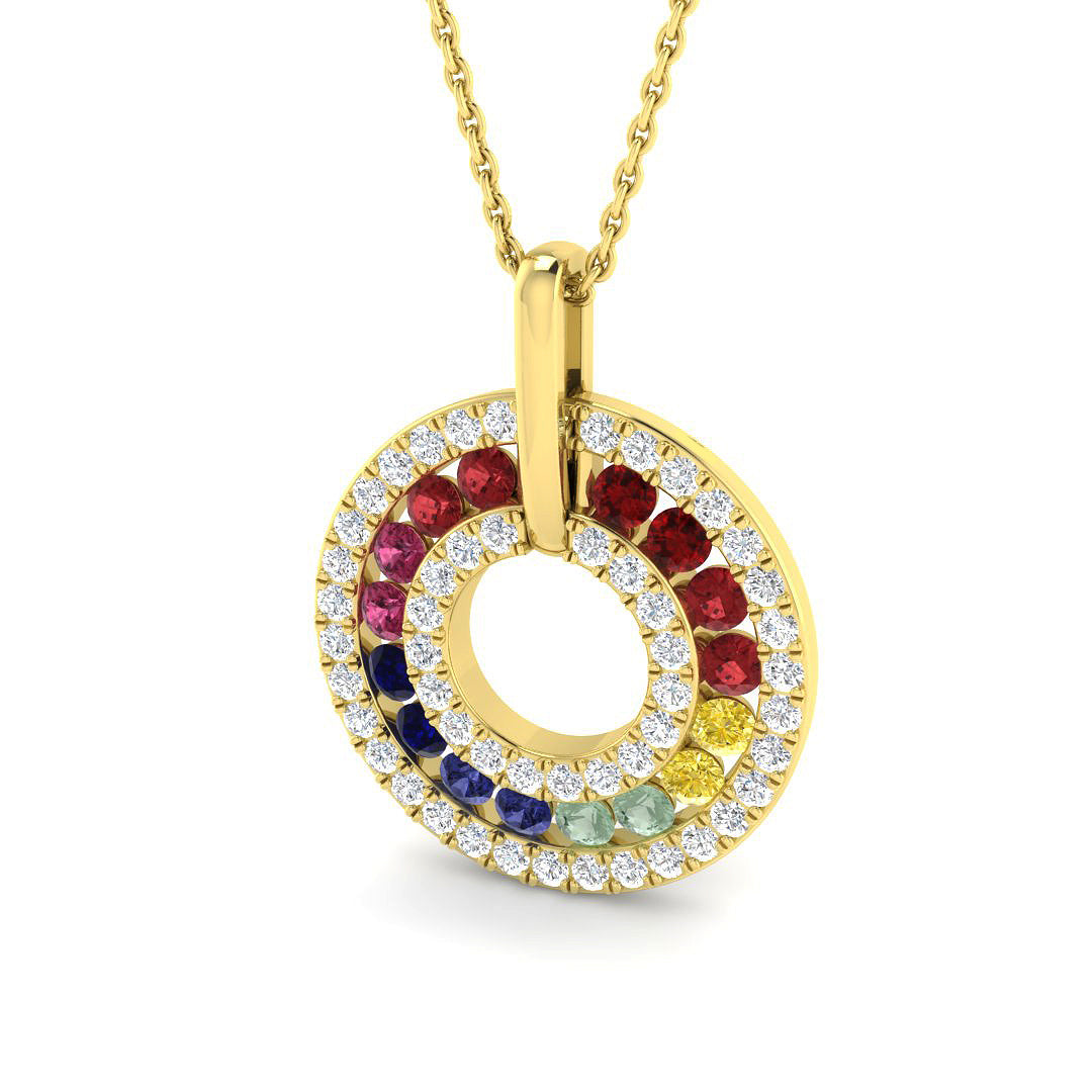 9ct Yellow Gold 1.41ct Multi Sapphire Pendant
