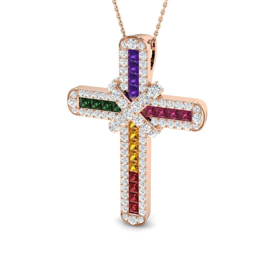 9ct Rose Gold 3.75ct Laboratory Grown Multi Sapphire Pendant