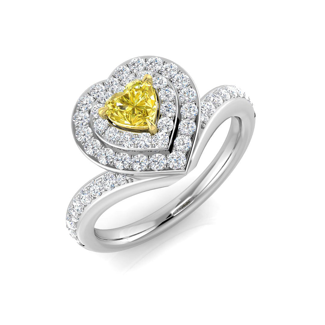 18ct Two-Tone Gold 0.90ct Yellow Diamond Ring