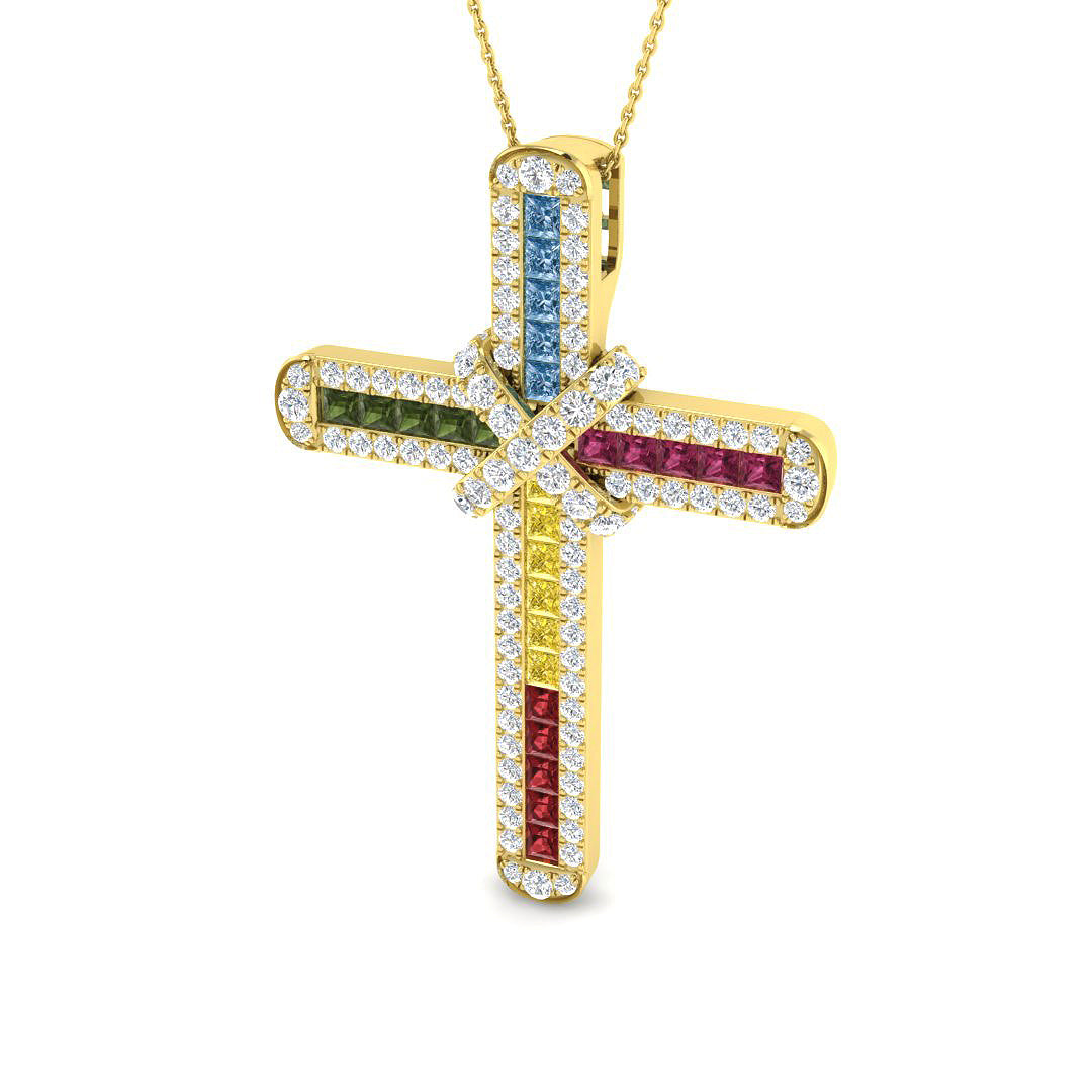 9ct Yellow Gold 5.82ct Laboratory Grown Multi Sapphire Pendant
