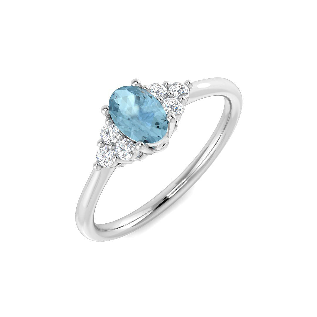 9ct White Gold 0.58ct Aquamarine Ring