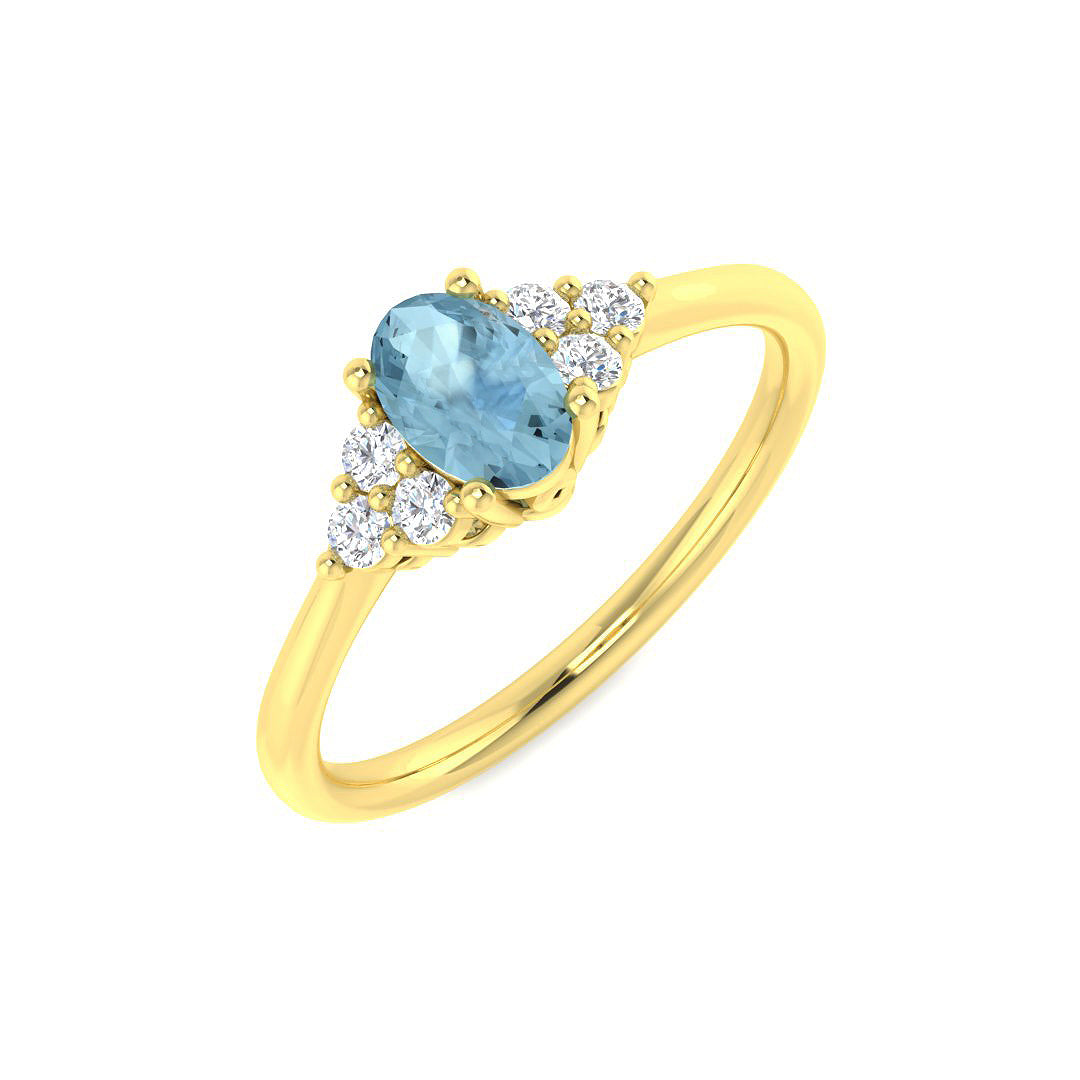 9ct Yellow Gold 0.58ct Aquamarine Ring